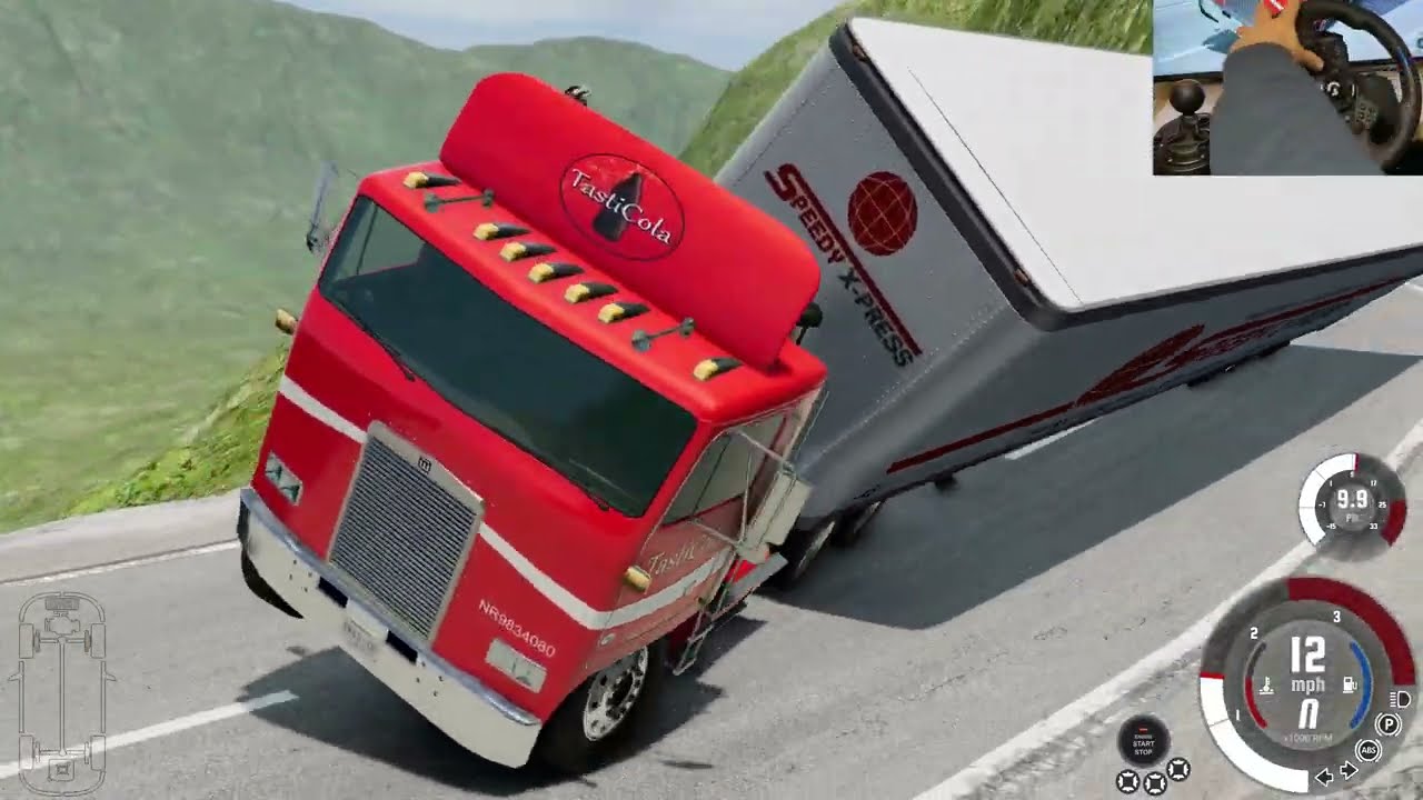 BeamNG Drive - Wentward 5170 Cabover Truck Down a Mountain Road