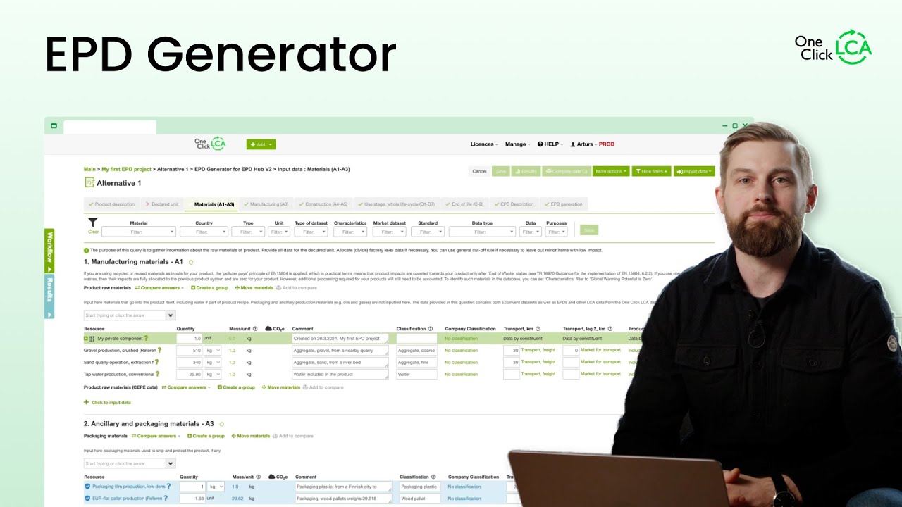 EPD Generator — Create industry-wide ISO & EN-compliant EPDs | One Click LCA