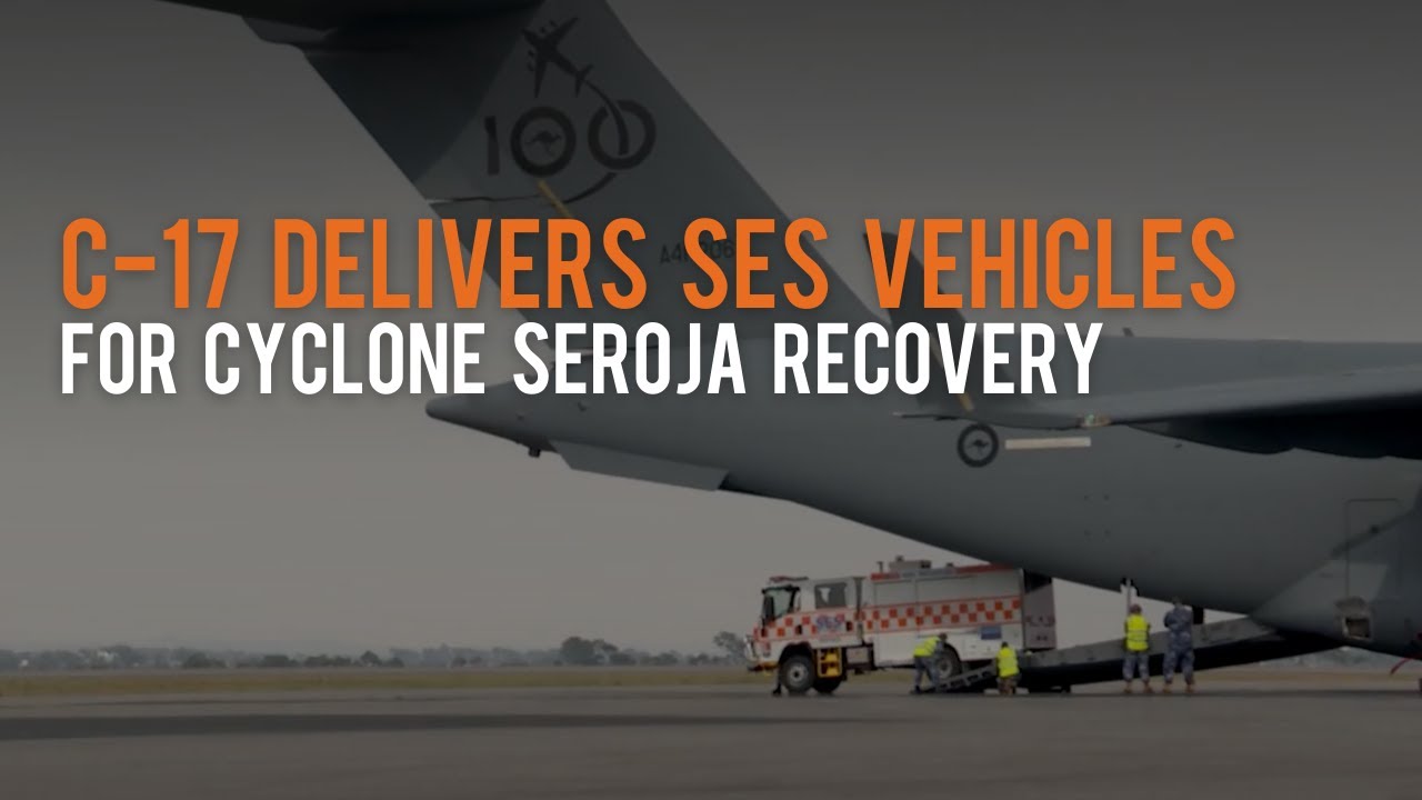 C-17 delivers SES vehicles for Cyclone Seroja recovery