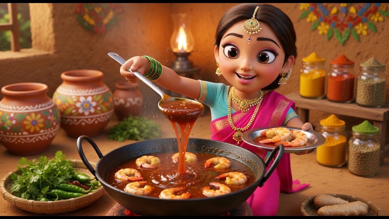 Miniature Prawn Curry & Rice ASMR | Tiny Cookery Indian Village Story
