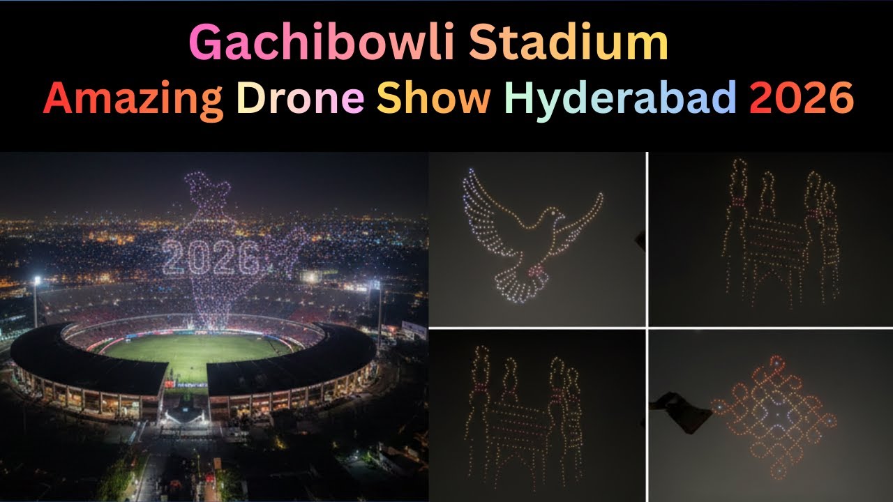 Drone Show at Gachibowli Stadium, Hyderabad | Drone Festival 2026 | Closing Ceremony #hyderabadnews