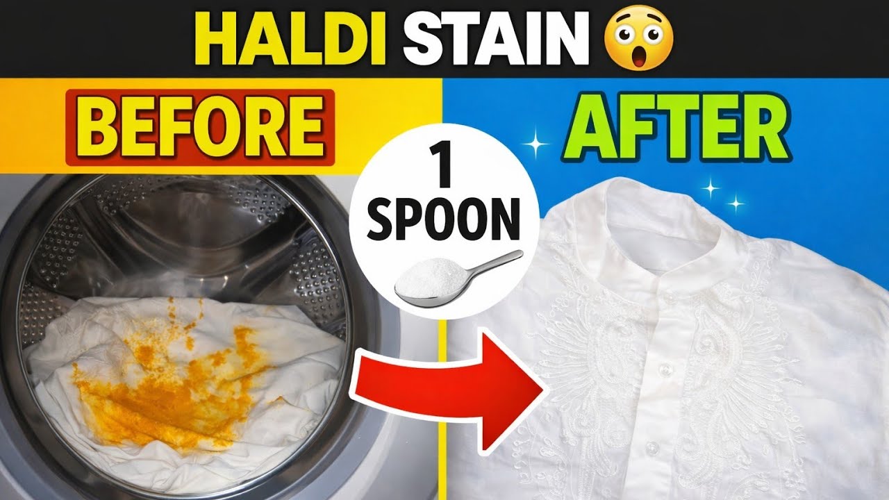 Maine Haldi Wala Kapda Washing Machine Me Dala… 😱 | Remove Turmeric Stains Instantly (100% Working)