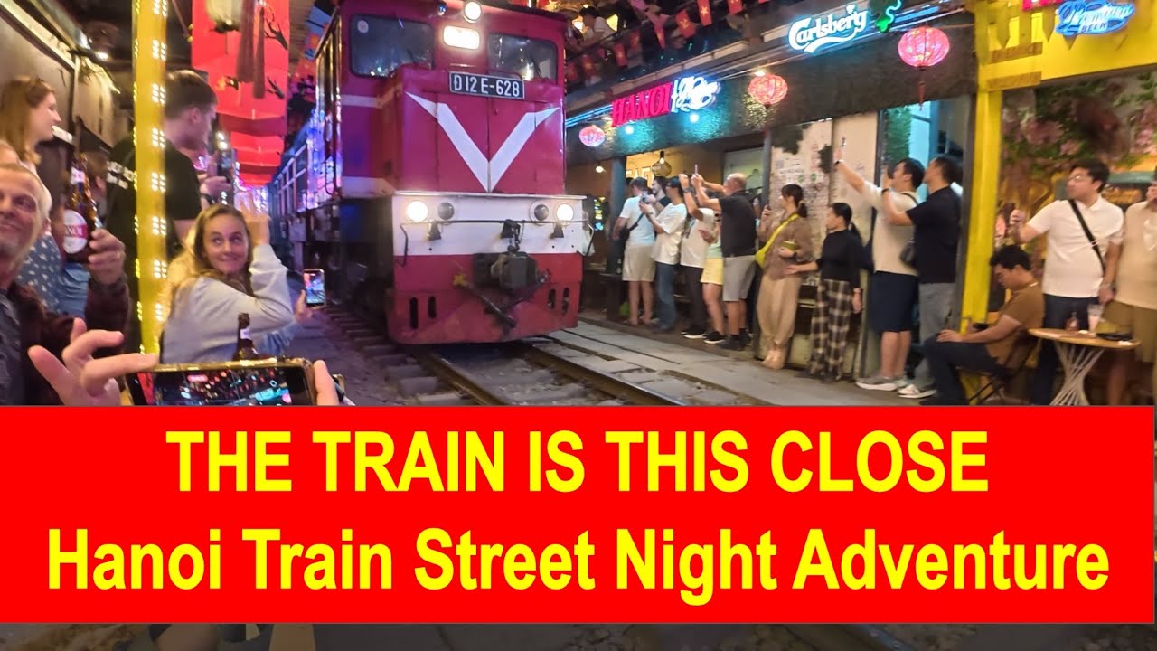 Hanoi Train Street at Night 🇻🇳 | Incredible Train So Close You&rsquo;ll Be Shocked! (Travel Vlog)