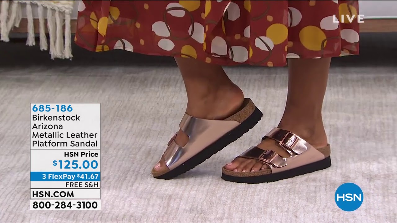 Birkenstock Arizona Metallic Leather Platform Sandal
