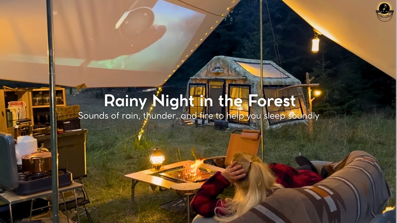 Rainy Night in the Forest 🔥 Fire and Rain Sounds for Deep Sleep