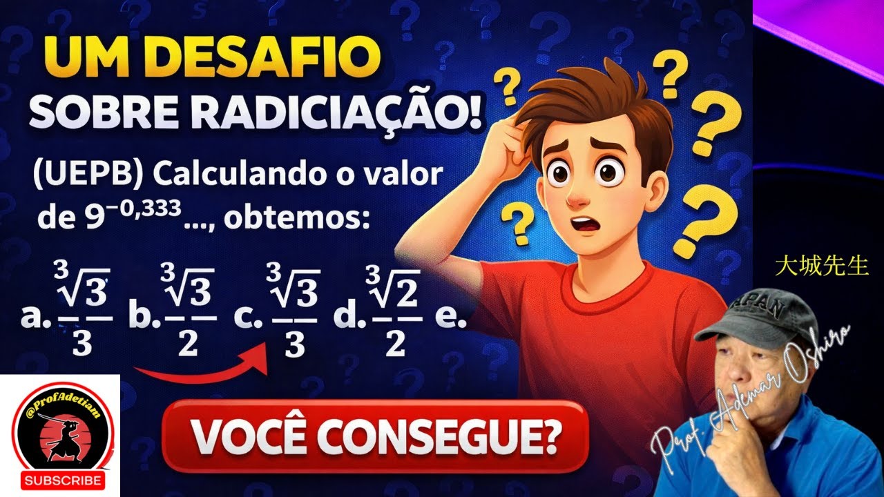 UEPB Essa questão é um desafio e tanto! Tente resolver. @ProfAdetiam
