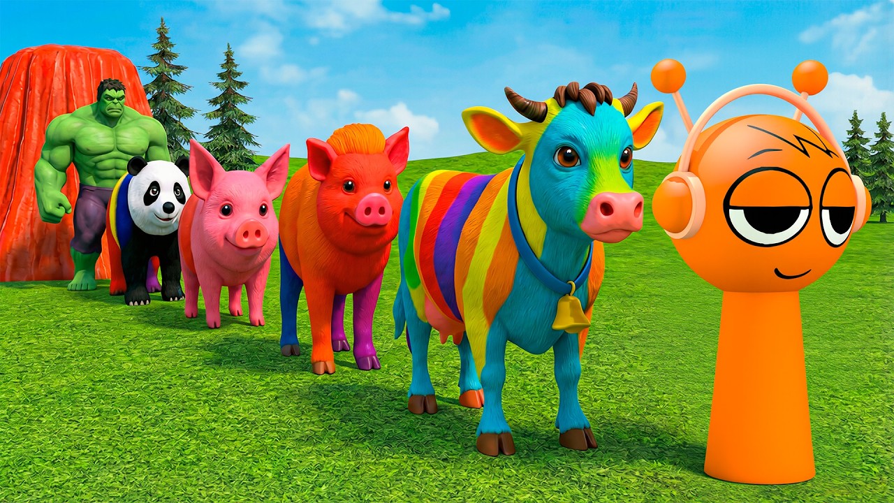 Long Slide Game With Cow Elephant Gorilla Hippopotamus Tiger 3d Animal Game Funny 3d Animals