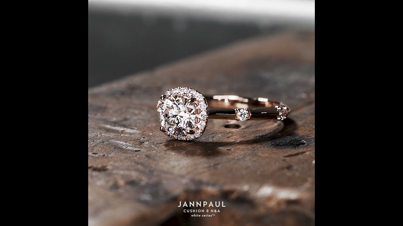 World's first soft Cushion 8 diamond with a custom Halo Ring