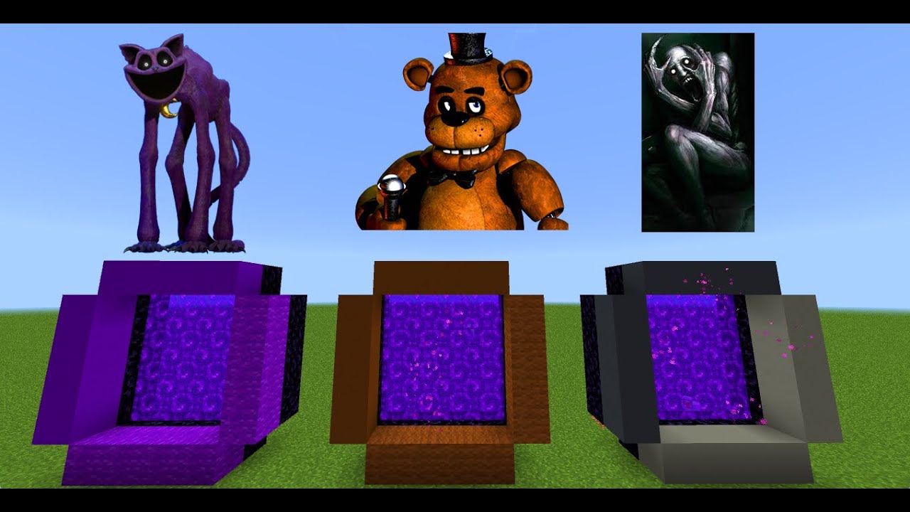 How to make portal to CatNap PoppyPlaytime Five night`s at Freddy SCP 096 in Minecraft PE///MCPE