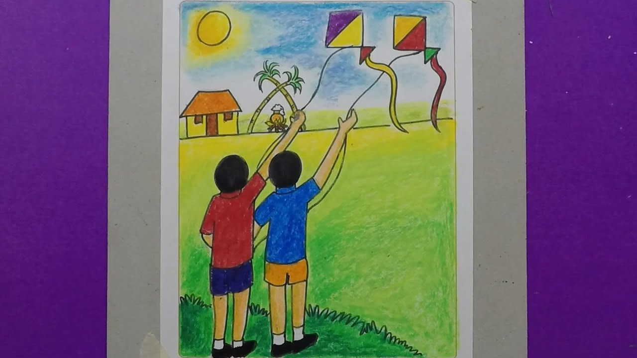 Kite Flying Festival Drawing | Tutorial | Sumana's Artwork