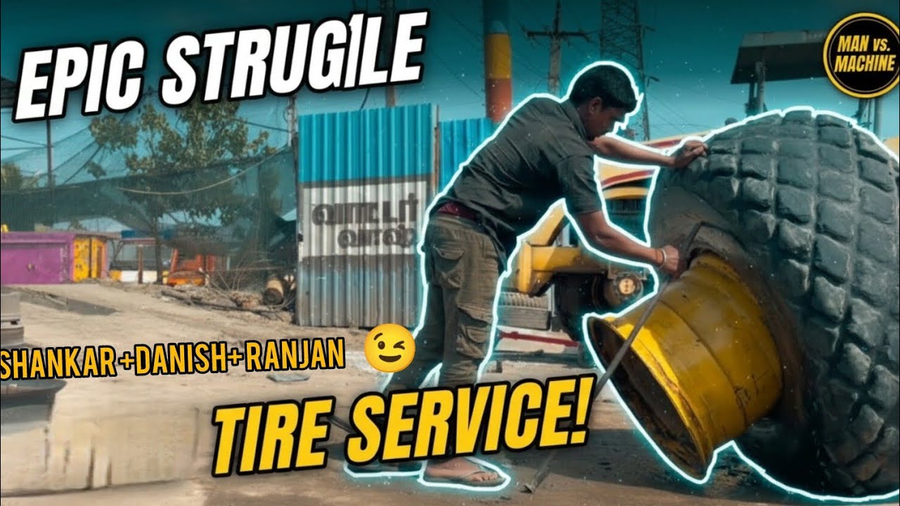 🚨 Road Roller Tyre Puncture Repair | Expert Tips & Tricks! 😊