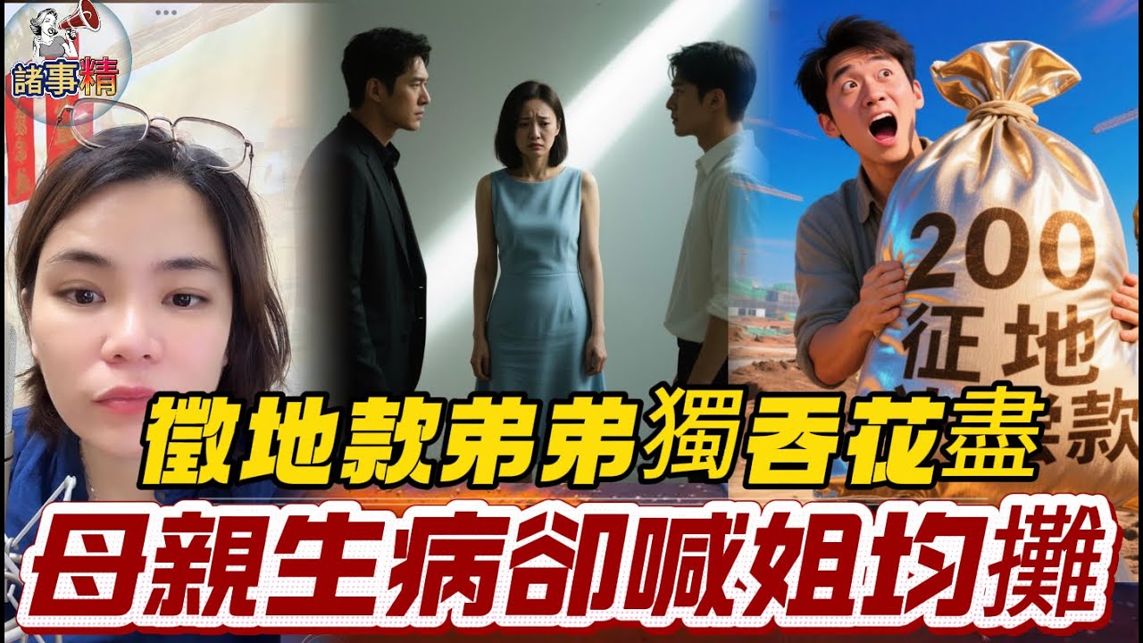 徵地款弟弟獨吞花盡，母親生病卻喊姐均攤 #情感 #廣東話 #情感故事 #分享 #婚姻 #諸事姐