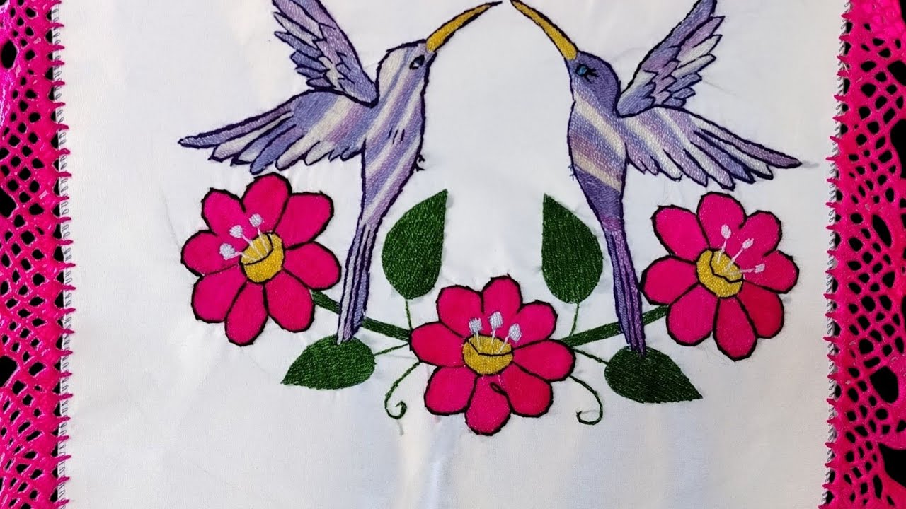 Puntada de relleno para un pajarito colibrí #2 como bordar ave con puntada de relleno