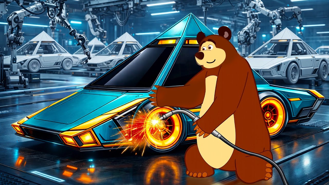 Bear Repairs a Futuristic Concept Car 🐻🔧🚗 | High Tech Vehicle Fix Inside a Factory | The Bear Garage