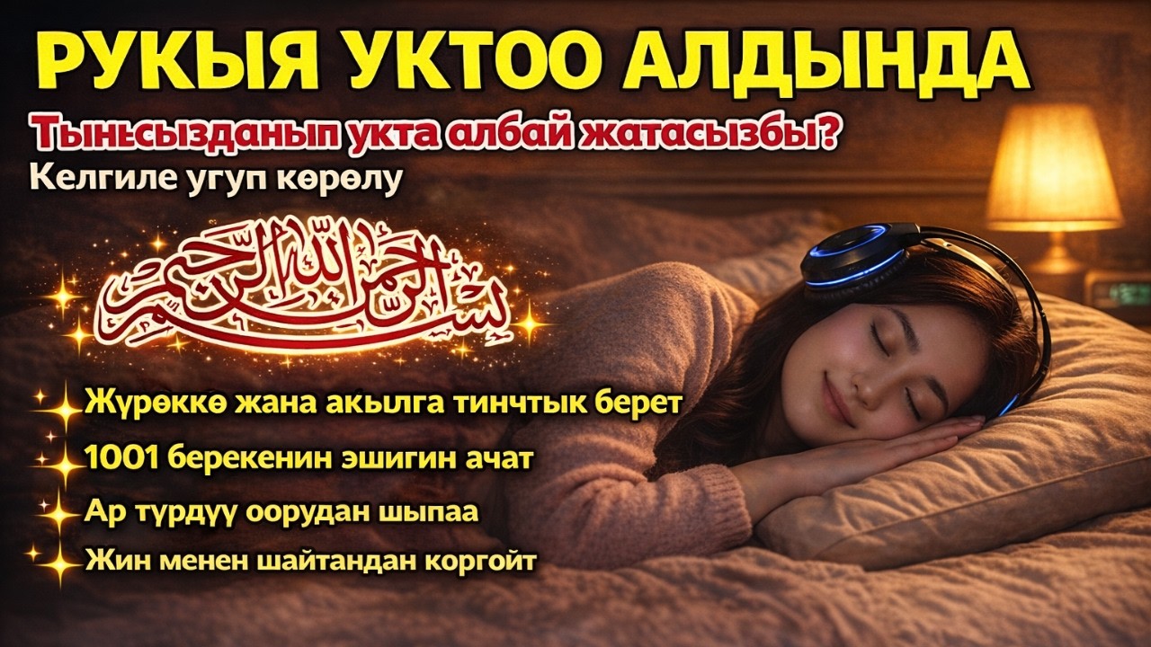 Уктай албай жатасызбы? Бул сүрөнү угуңуз! Уктаар алдындагы рукыя – стресс жана тынчсызданууга каршы