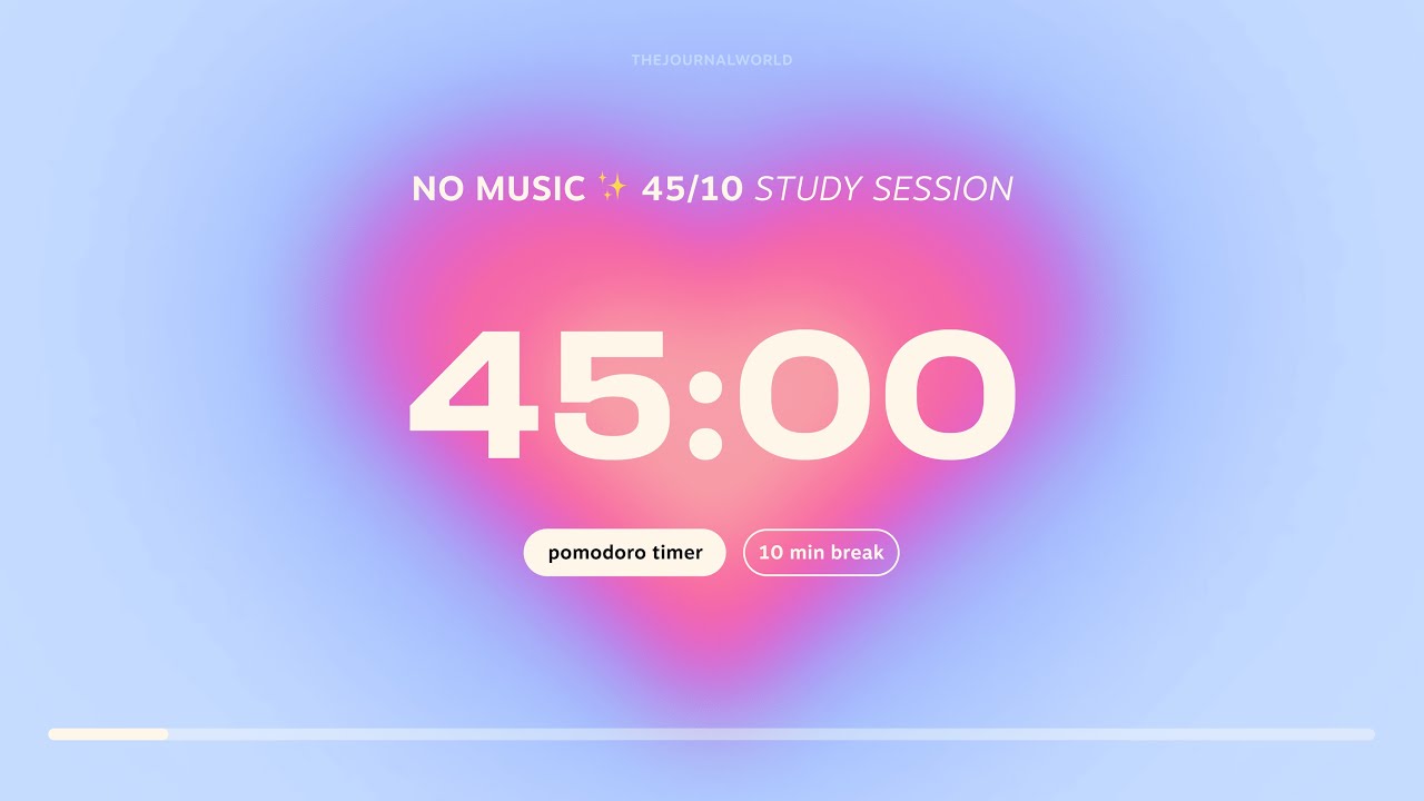 5-hour Pomodoro Timer for Studying 🩵 45 min Study Session, 10 min breaks | Aesthetic Back to School
