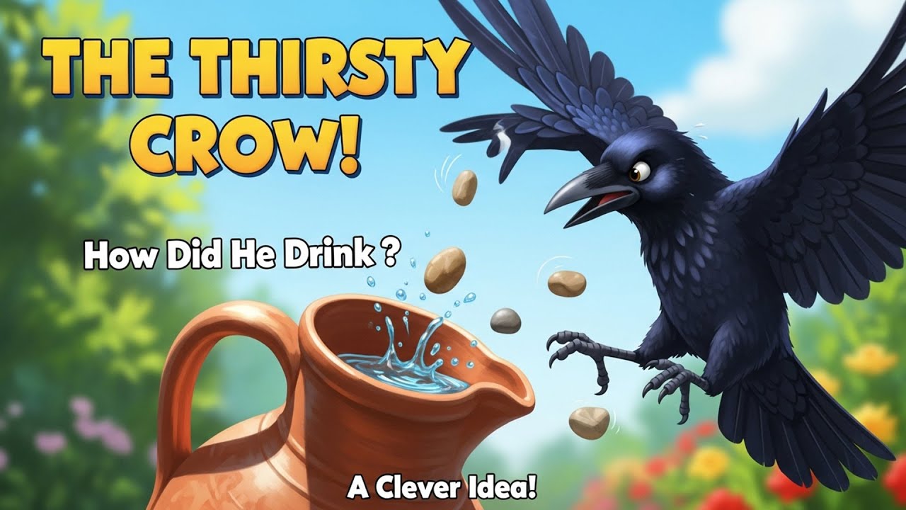 How the Clever Crow Drank Water! | Aesop's Fables | Animated Story for Children 