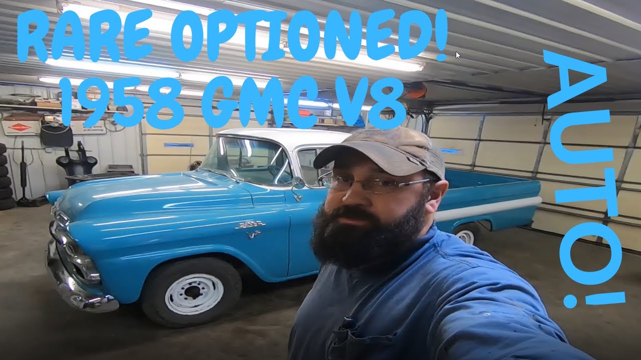 Rare!! 1958 GMC factory Pontiac V8 engine and Hydramatic automatic transmission and big back window.