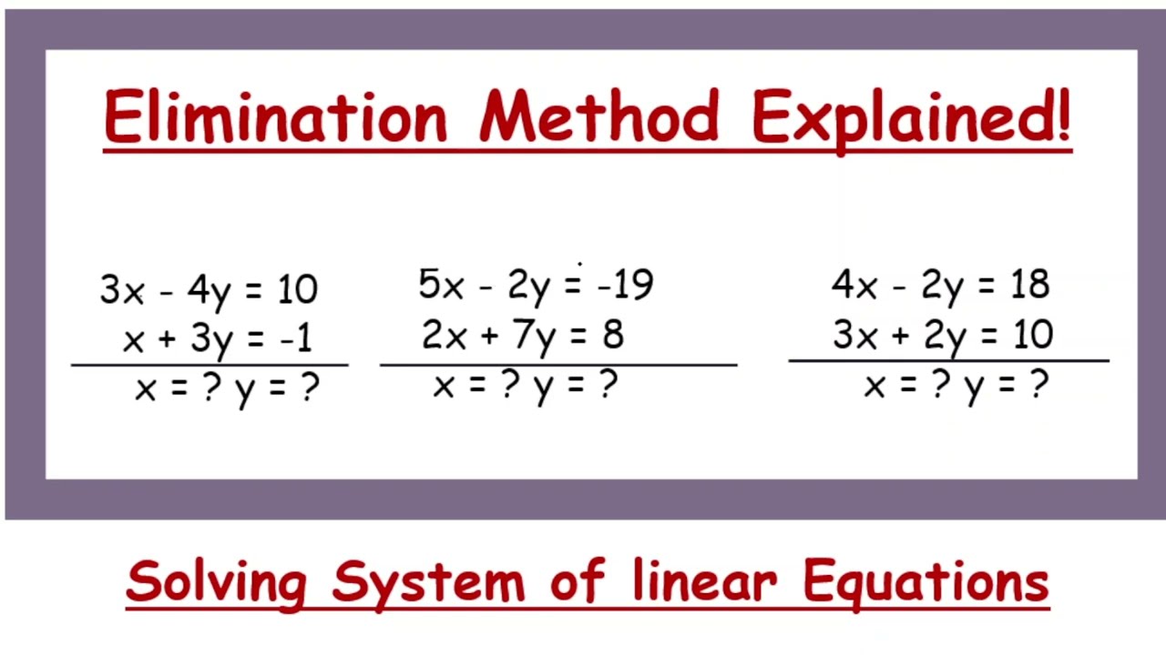 Elimination Method to solve linear equations system ! #grade10maths #class10 #eliminationmethod