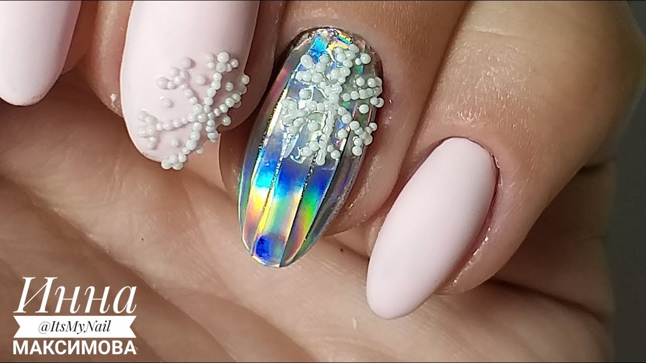 ❤ МЕГА блестящий ДИЗАЙН ногтей ❤  КРЕПИМ фольгу на ногтях ❤  СНЕЖИНКА на ногтях ❤