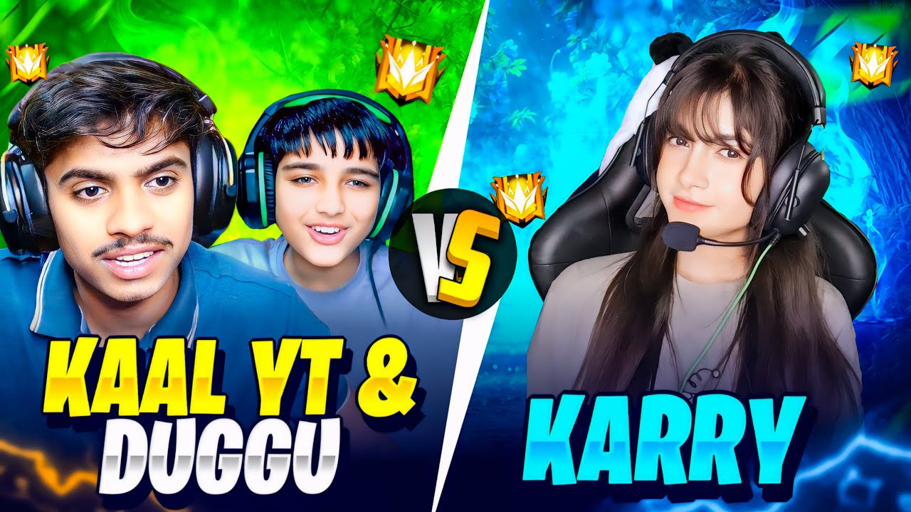 CUTE V BADGE GRIL STREAMER VS KAAL YT ON CS RANKED 😱 1 VS 4 👿  GARENA  FREE FIRE