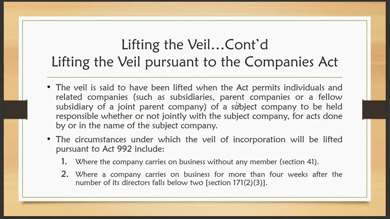 COMPANY LAW IN GHANA-  LIFTING THE VEIL OF INCORPORATION