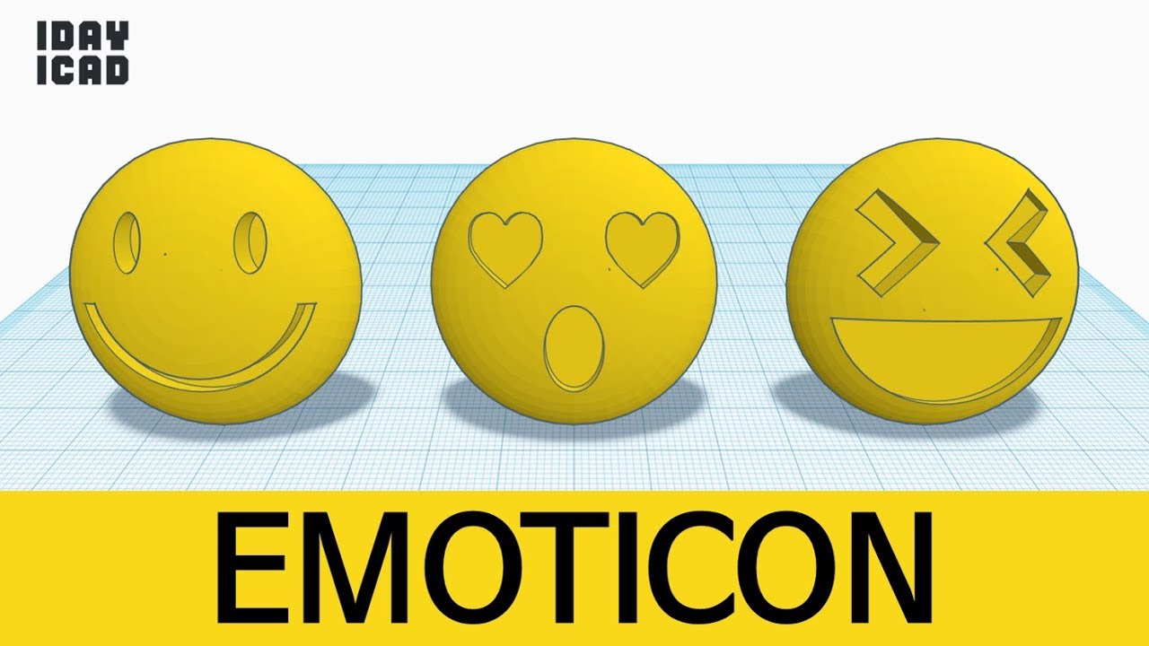 [1DAY_1CAD] EMOTICON (Tinkercad : Know-how / Style / Education) [STL & Printing Service]