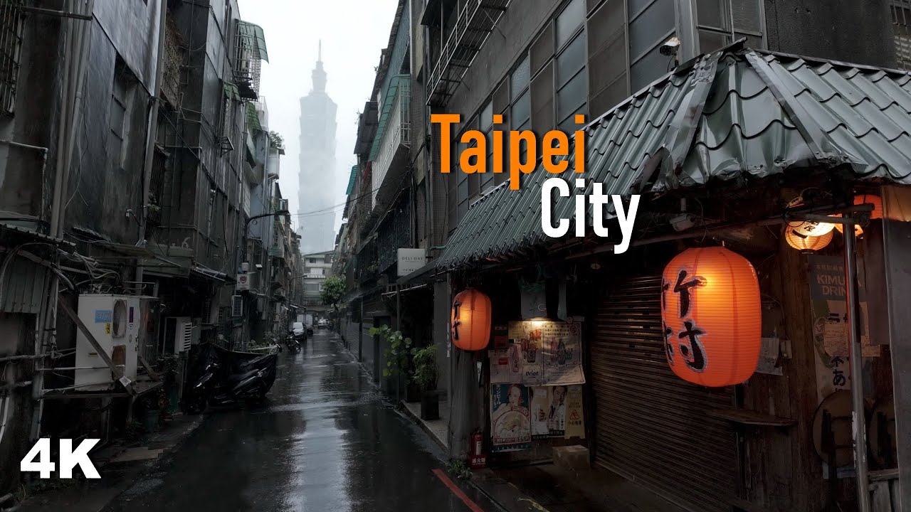 Afternoon Walk in Taipei Rain | City Sounds ASMR