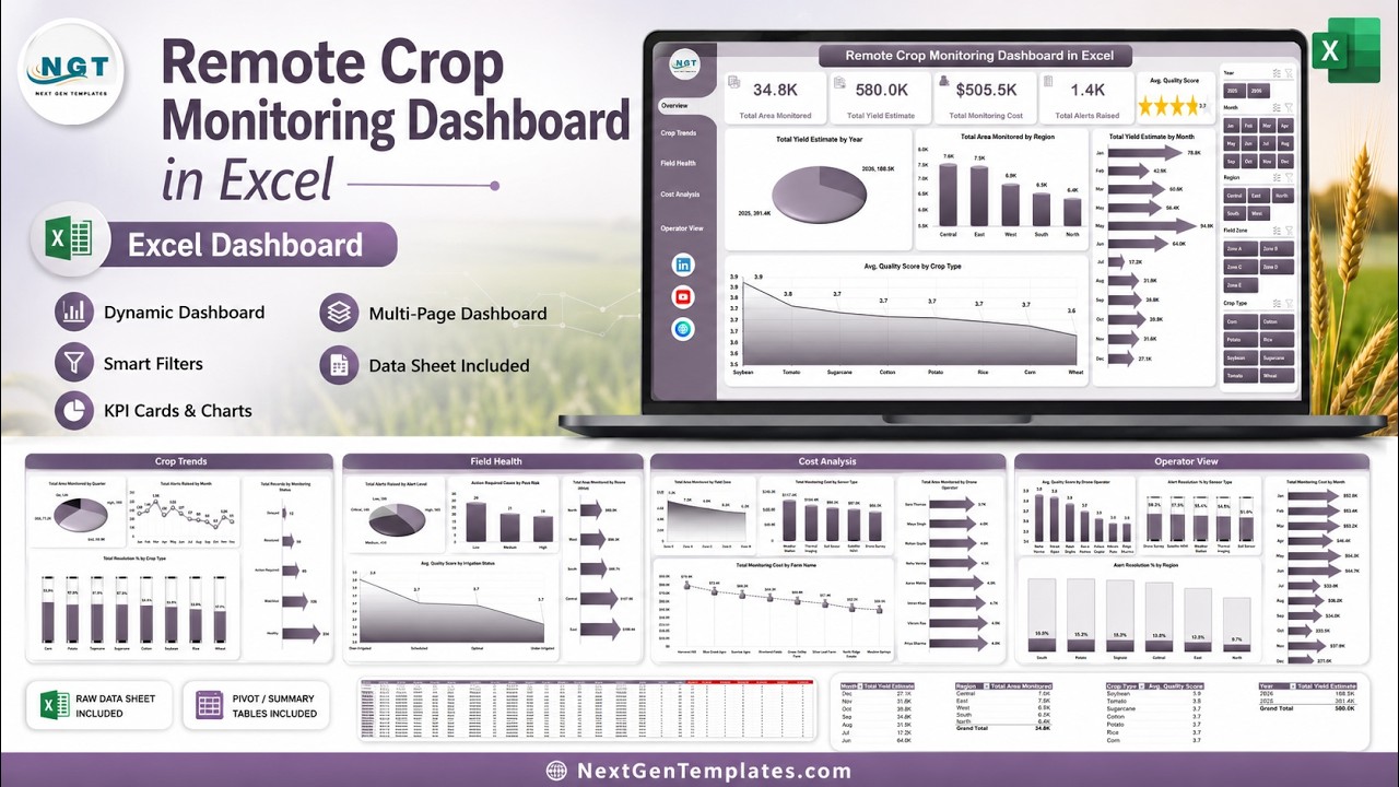 Remote Crop Monitoring Dashboard in Excel