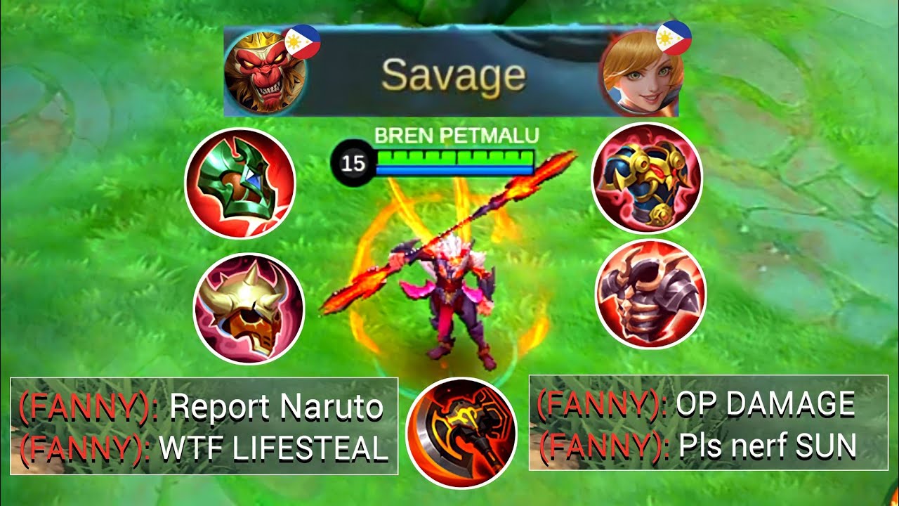 SUN RED BUILD 99.9% IS TOO OP!🔥 | SUN BUILD AND EMBLEM BY NARUTO PLAYS | MLBB