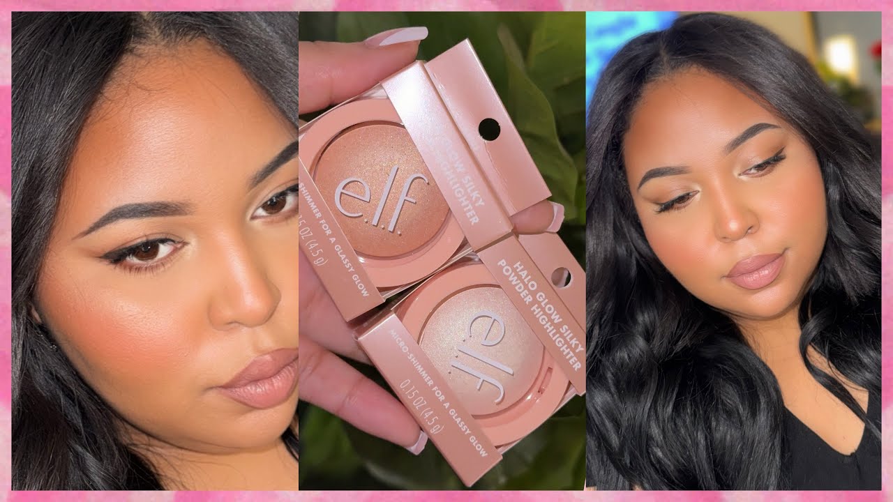 NEW ELF Halo Glow Silky Powder Highlighter Review + Swatches 