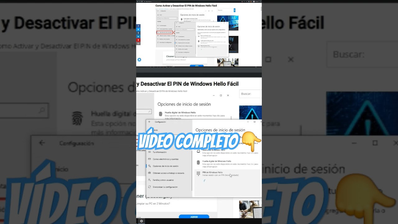 🔑🔐 Como ACTIVAR o #QUITAR el #PIN de #WINDOWS HELLO F&Aacute;CIL y R&Aacute;PIDO