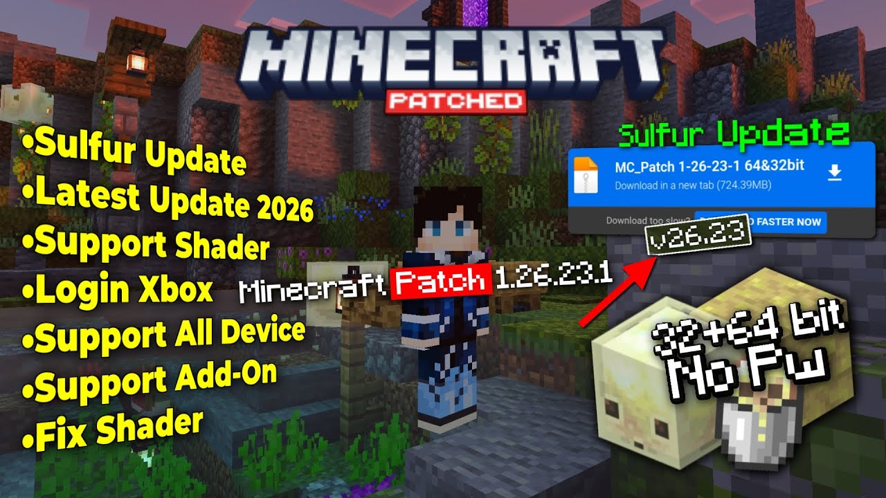 Minecraft Patch Terbaru 1.26.23.1 | Hotfix Update Sulfur Cube| Minecraft Patch Versi Terbaru 1.26.23
