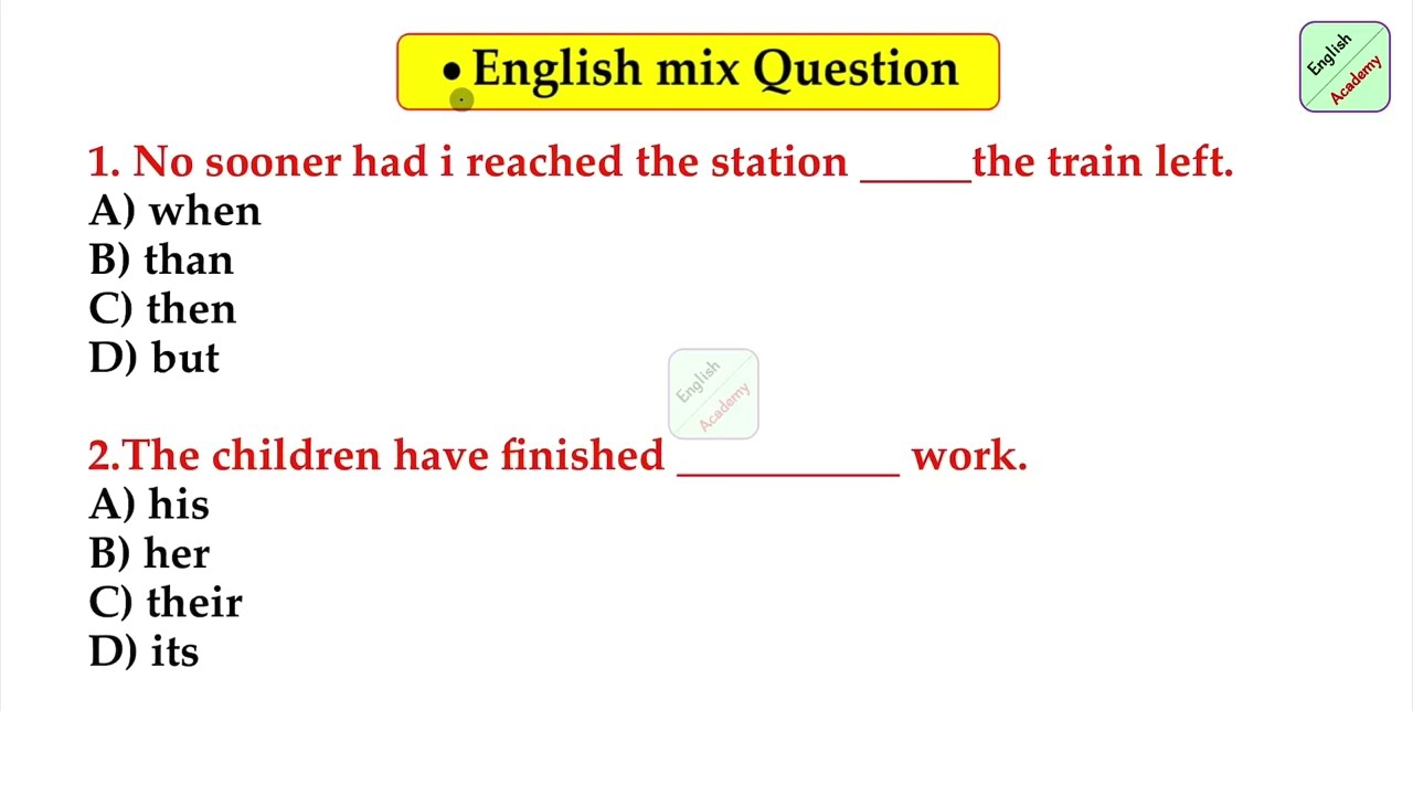 English Mix Questions set-32 for- All Exams 
