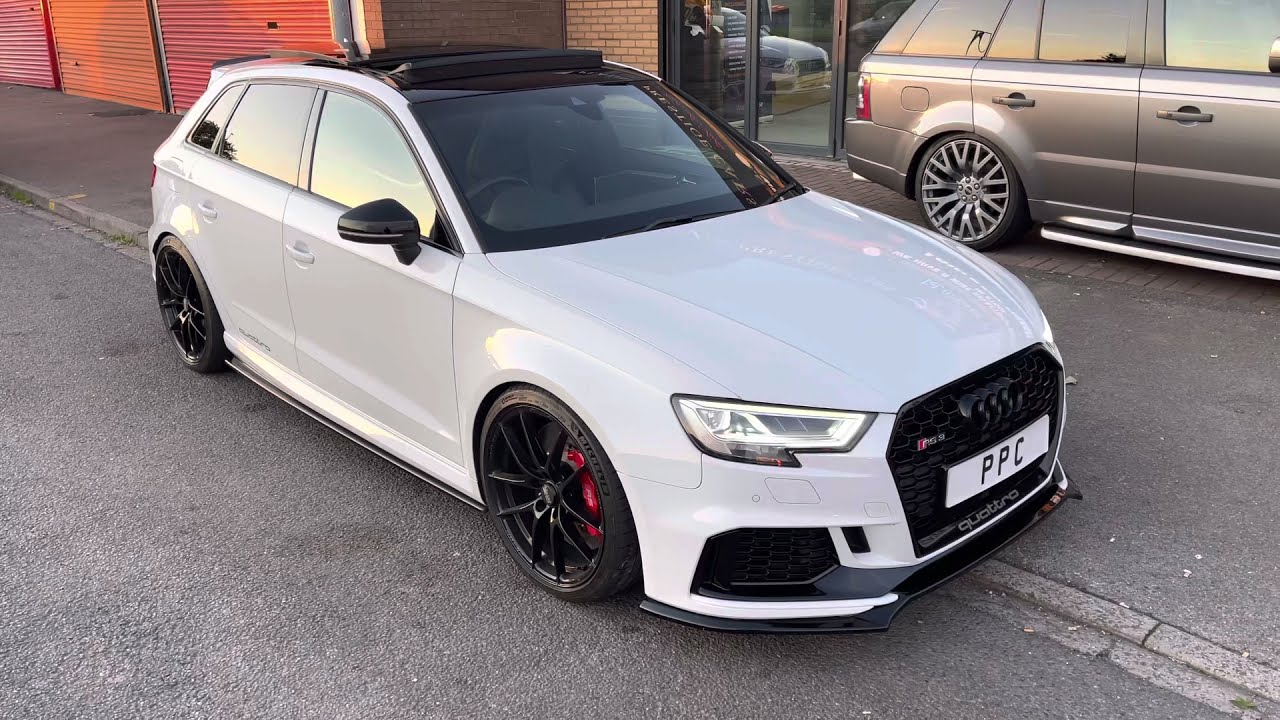 2017 Audi RS3 Glacier White with Black SuperSport Seats Rock Grey Stitching