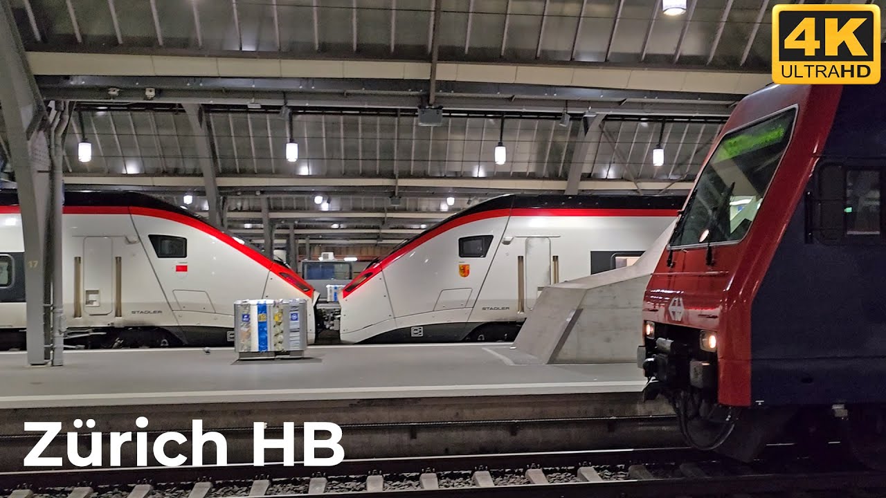 Zürich Hauptbahnhof - 28.02.2025: Nachtaufnahmen mit Fern- und Regionalzügen