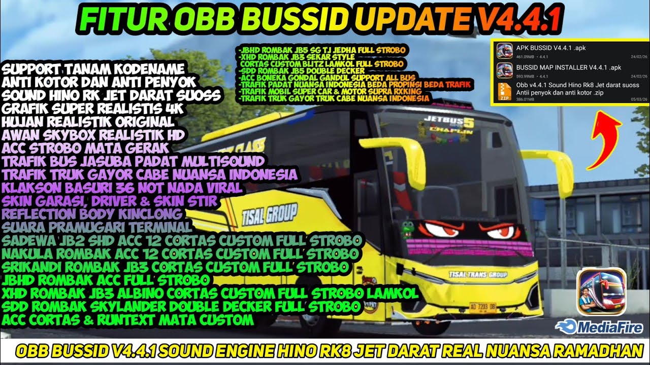 UPDATE BUSSID V4.4.1 || OBB BUSSID V4.4.1 SOUND ENGINE HINO RK8 JET DARAT REAL NUANSA RAMADHAN