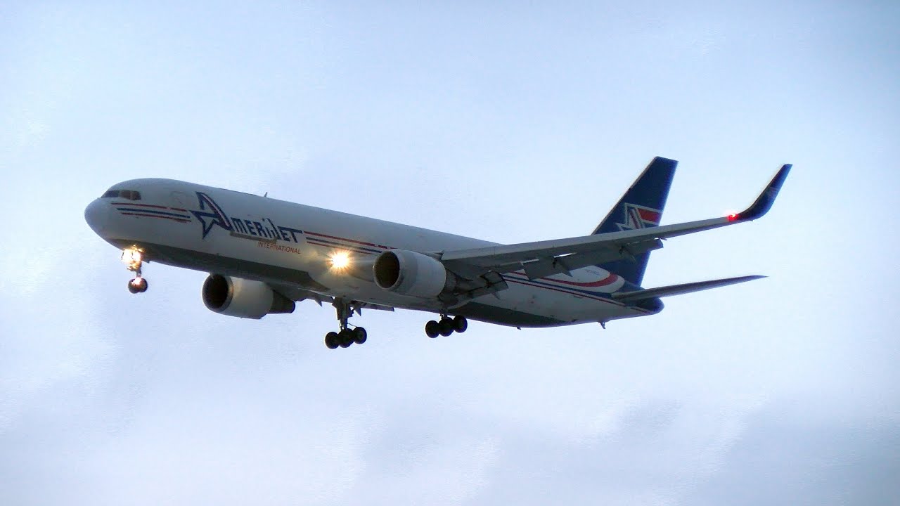 Amerijet Cargo 767 Crab Landing at Eindhoven Airport | N378CX