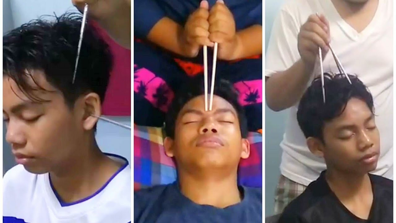 Chopstick Head and Face Massage Compilation - ASMR Relaxing