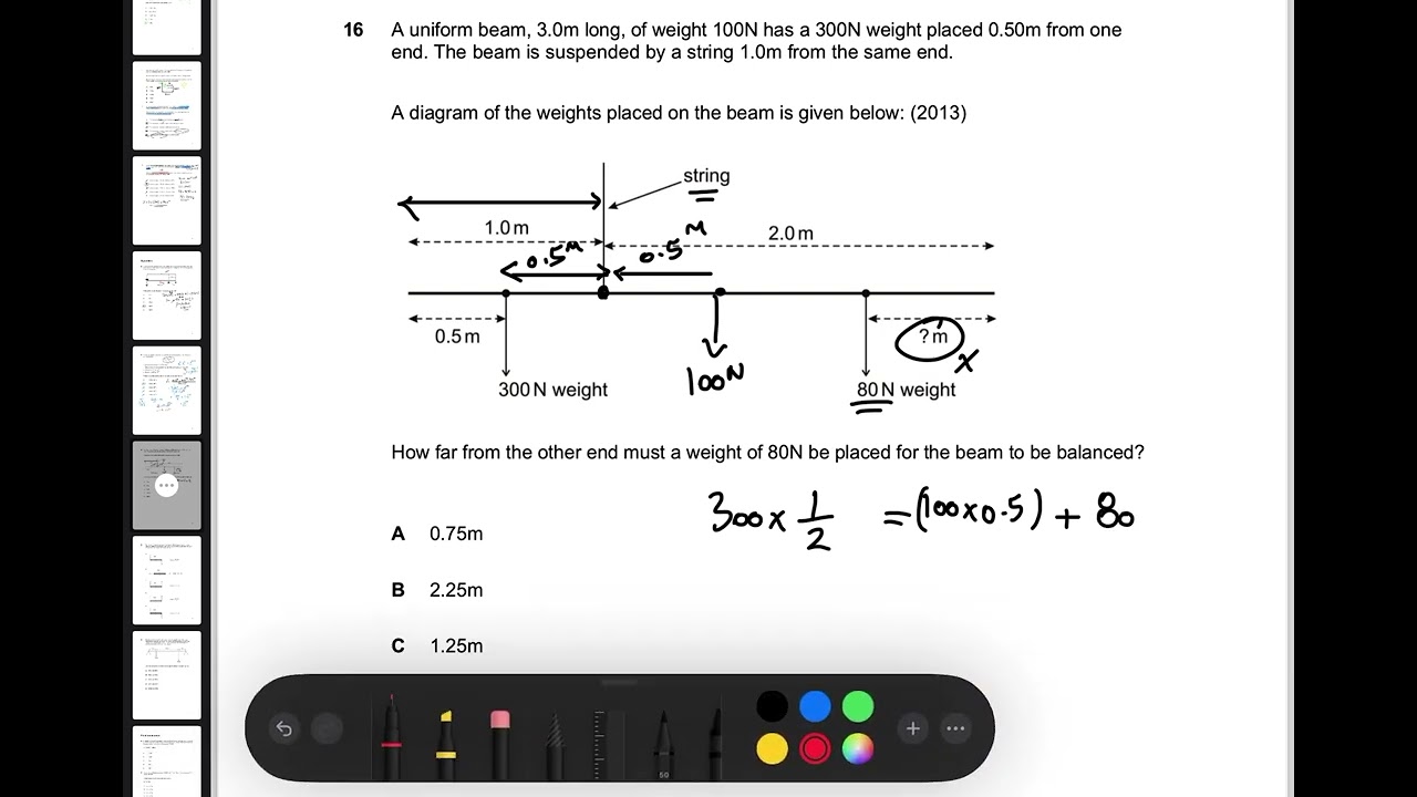 IMAT Physics topic questions - Torque