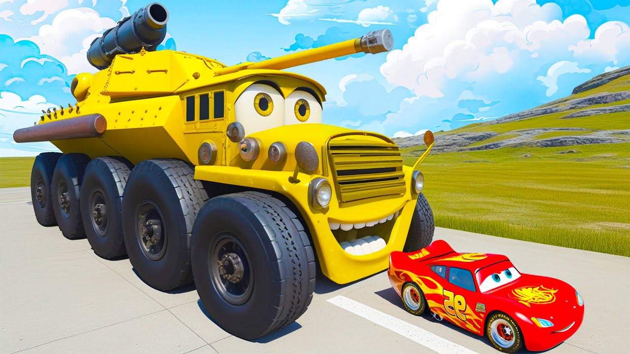 Giant TANK TRUCK McQueen Truck Eater VS Cars Lightning McQueen Escape From Monster Beamng Drive #10