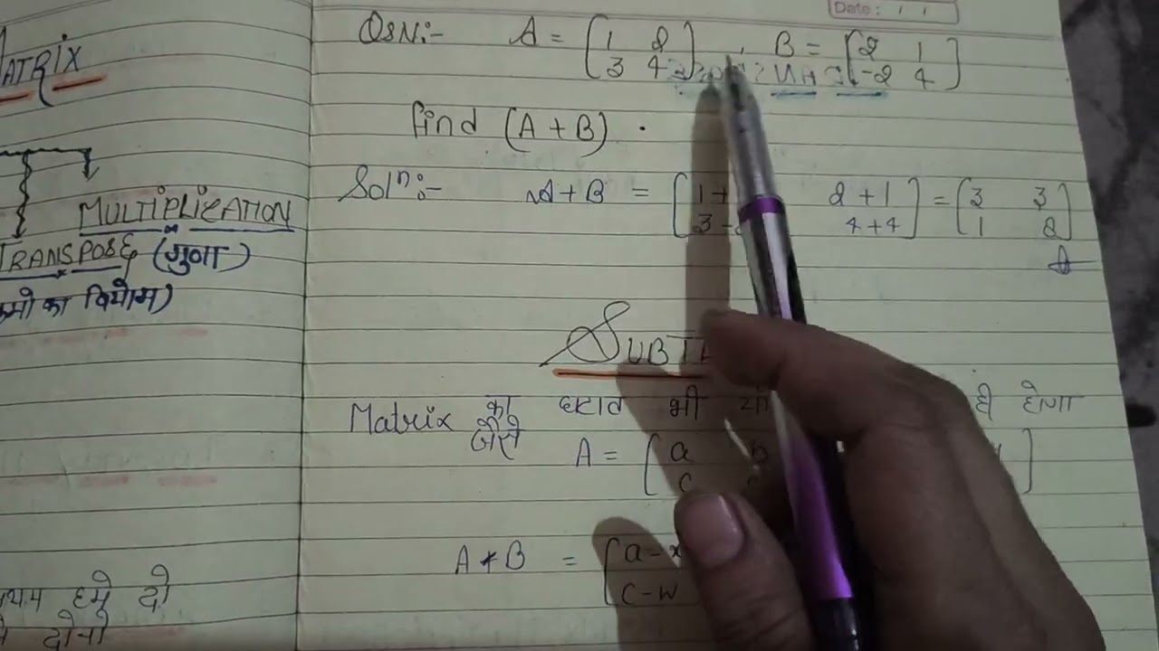 Matrix ,it's type & operations on it for class 11 @let's Calculate By Parul Tomar