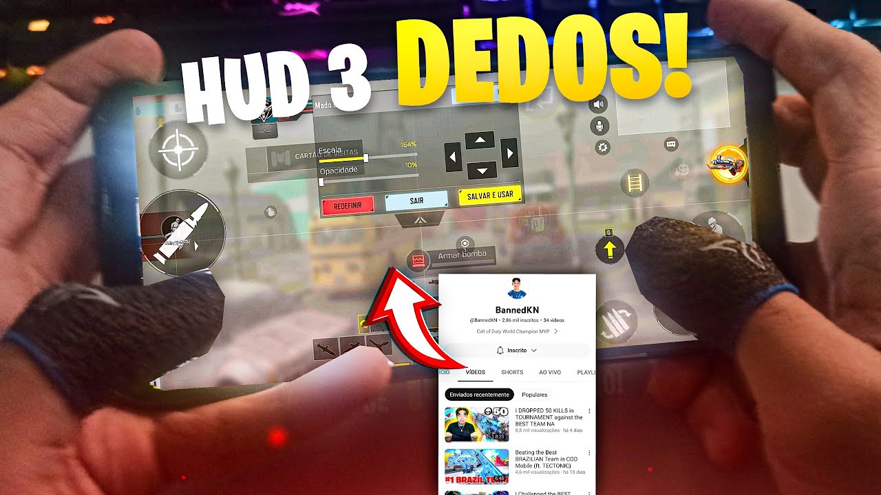 O MELHOR HUD de 3 DEDOS do cod mobile usado no CAMPEONATO MUNDIAL!
