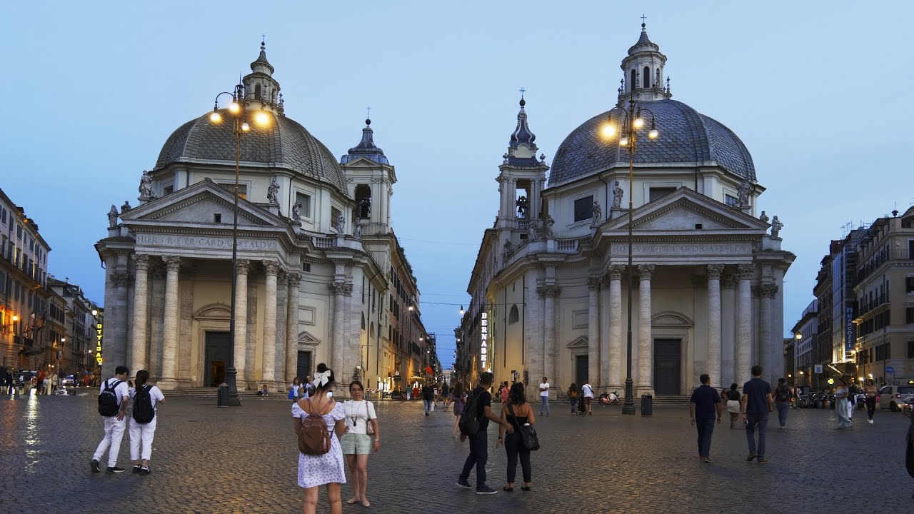 Rome Virtual Tour. Walk in a late summer evening in via del Corso. Italy. Slow TV | 4K HDR