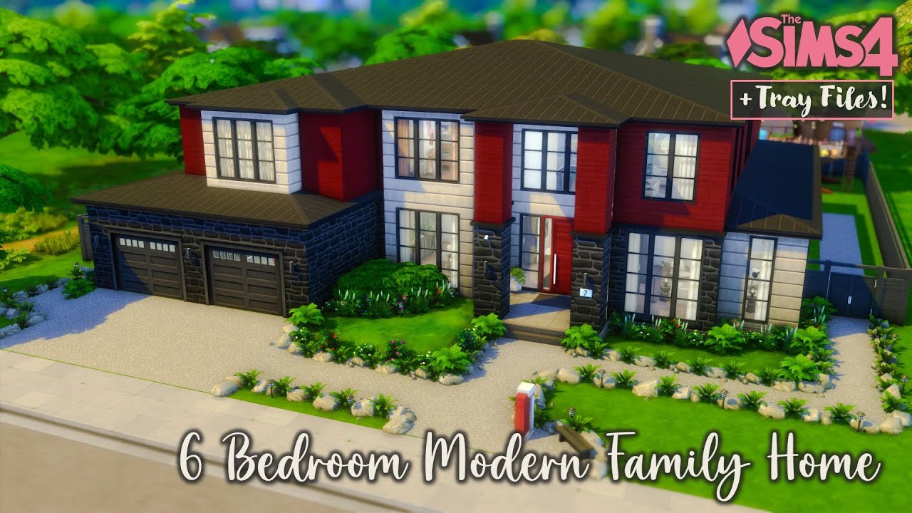 6 Bedroom Modern Family Home | The Sims 4 Stop Motion Build | + Tray Files #familyhome