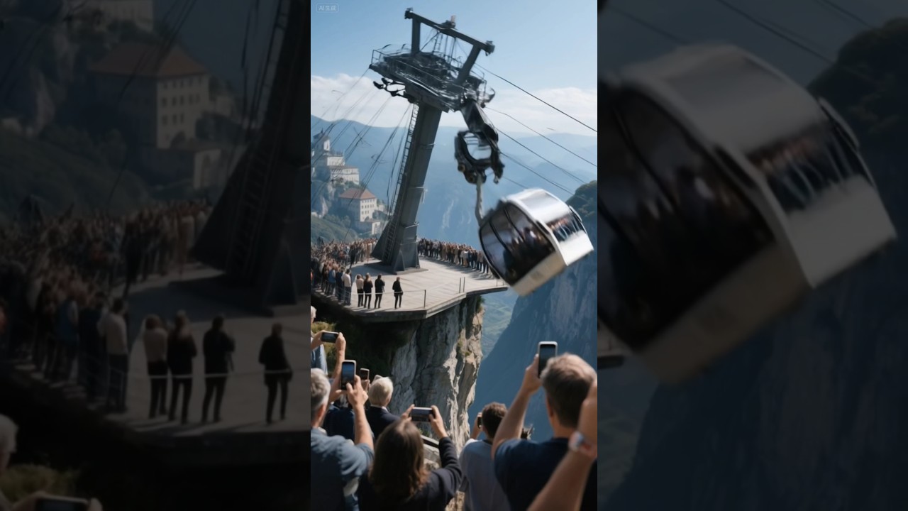😫Shocking! Cliff ride disaster - the cable car suddenly snapped! 