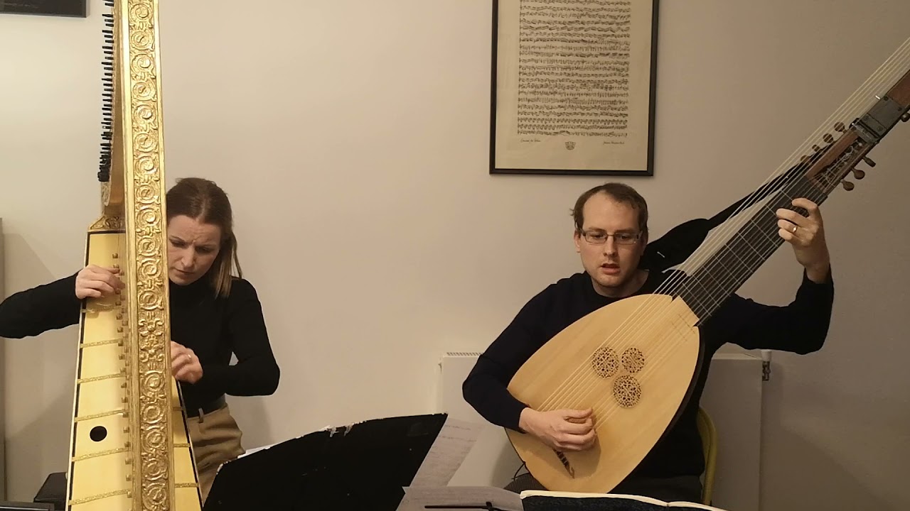 Baroque Harp and Theorbo duet - Mascherina Canzone by Bellerofonte Castaldi