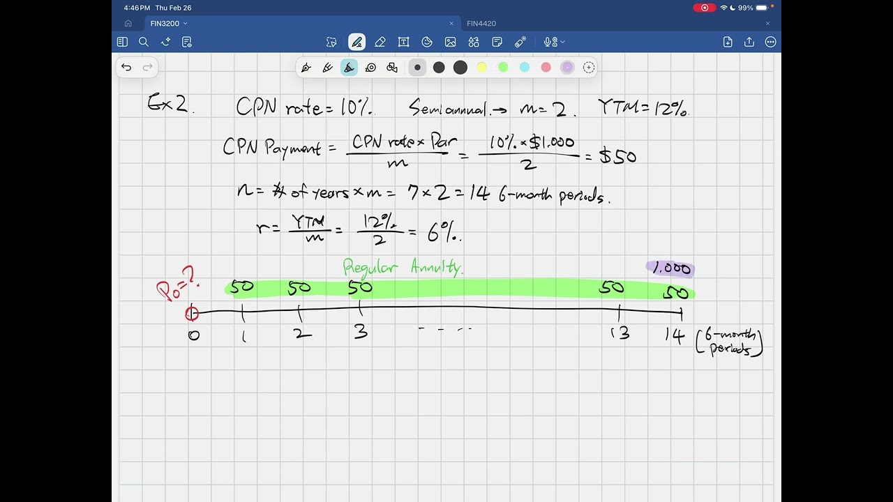 Semi-annual Coupon Bond Example - Topic 5 Ex 2