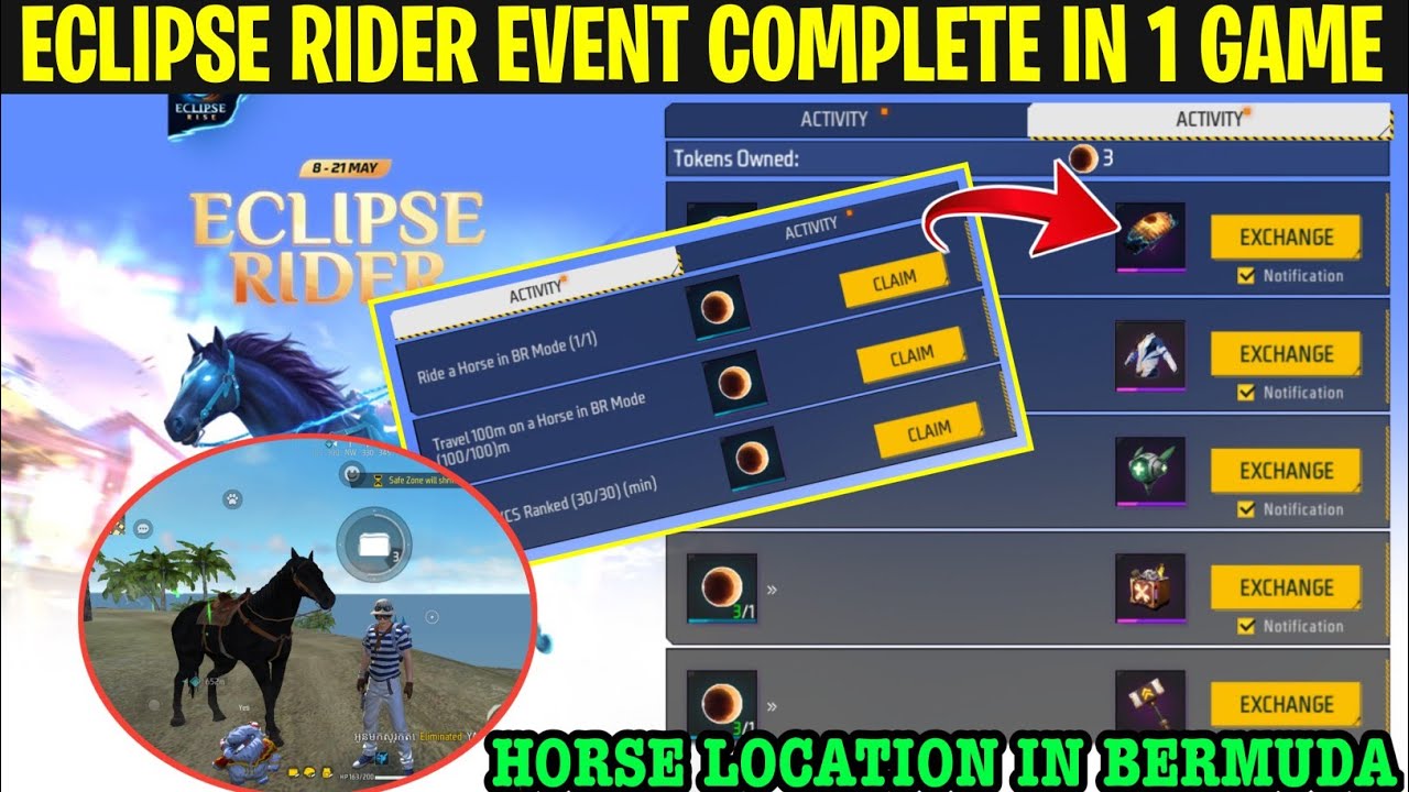 How To Complete Eclipse Rider Event Kaise Pura Karen Ride A Horse In Br Mode Free Hoodie Mission FF