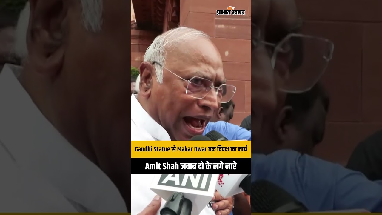 गांधी प्रतिमा से मकर द्वार तक विपक्ष का मार्च, Rahul Gandhi-Priyanka ने Amit Shah से मांगा जवाब